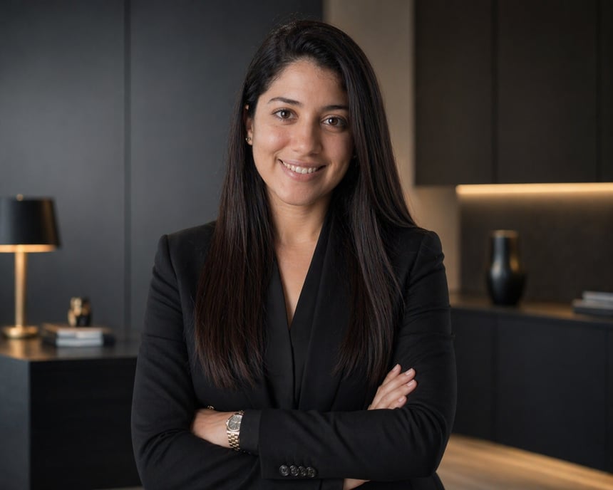 Editorial founder portrait with refined professional presence